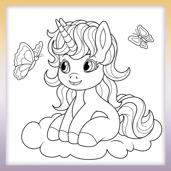 Unicornio y mariposas | Dibujos para colorear