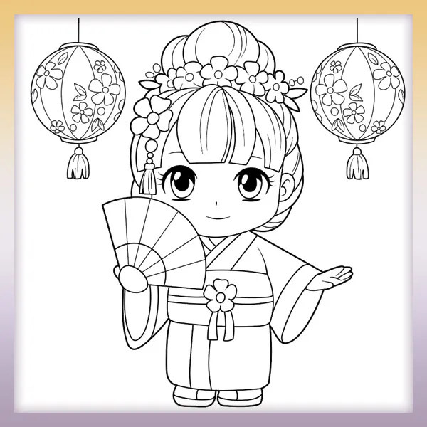 Pequeña geisha | Dibujos para colorear