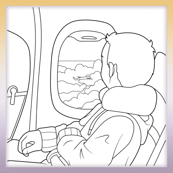 Chico en el avión | Dibujos para colorear