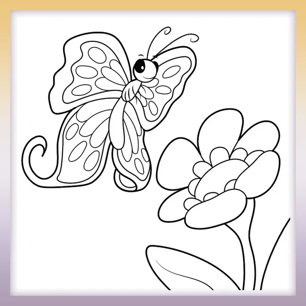 Mariposa y flor | Dibujos para colorear